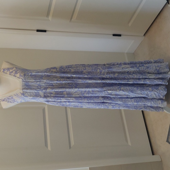 New! Free people slip on boho-chick tier  cornflower combo maxi dress sz S lilac - Picture 7 of 15